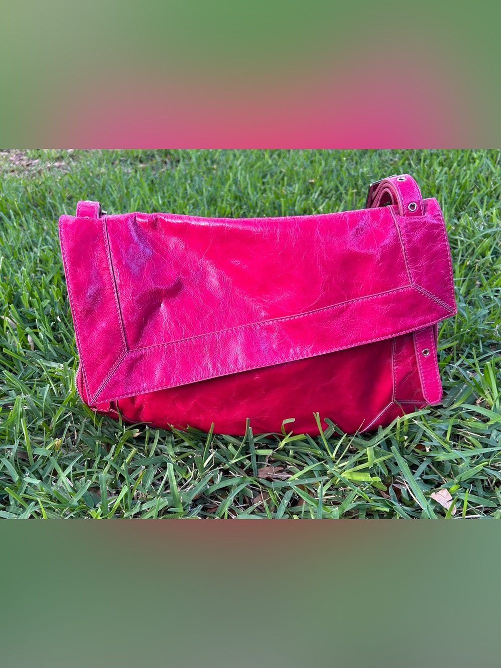 Kooba Fuchsia Leather Messenger Bag
